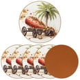 thumbnail image 2 of Coconut Jujube Tree 6pcs Round Microfiber Leather Coasters, 11x11 cm/4.3x4.3 in - Premium Table Drink Coasters Set for Home and Office, 2 of 6