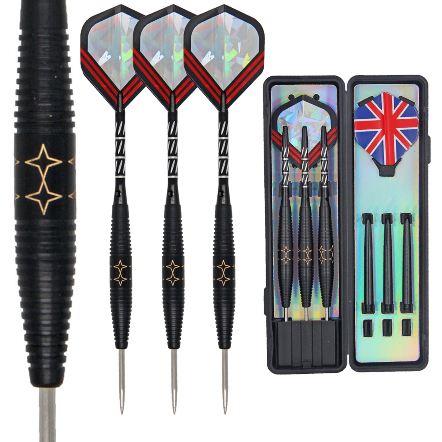 3X 26g/pc Durable Steel Tip Darts Packaged Dart Set Case Leisure Sports Supplies 