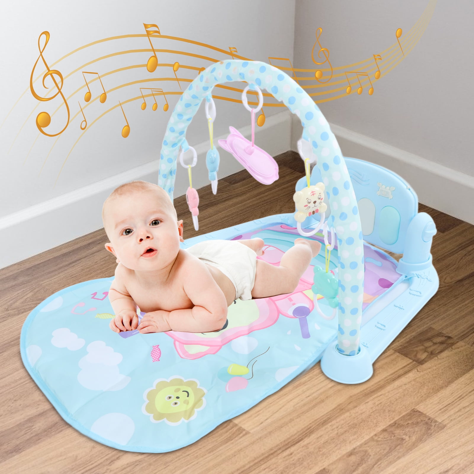 Baby Gym Play Mat Baby Activity Gym Mat With Music Tummy Time Padded Toy Baby Play Mat Gift Walmart