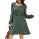 thumbnail image 3 of Vestido Estilo Babydoll Informal de Otoño con Cuello Cuadrado y Larga para Mujer. Verde XL, 3 of 7