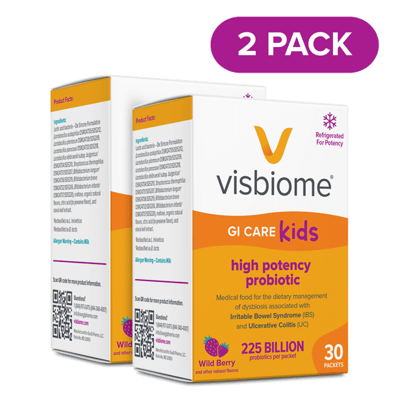 Visbiome® GI Care Kids - High Potency Probiotic - 225B CFU, Wild Berry, Ships Cold, 60 Packets