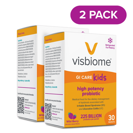 Visbiome® GI Care Kids - High Potency Probiotic - 225B CFU, Wild Berry, Ships Cold, 60 Packets