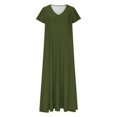 thumbnail image 4 of mfyjkho Vestidos de fiesta para mujer, Vestido de mujer de encaje de color liso, manga corta, cuello redondo y largo medio Vestidos largos para mujer l, 4 of 7