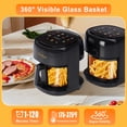thumbnail image 4 of Bluebow 5 Quart Air Fryer with 360° Viewing Glass Pot, 8-in-1 Digital Touchscreen, Nonstick & Dishwasher Safe Basket, Less Oil, 1350W (Black), 4 of 9