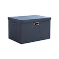 thumbnail image 7 of Hvmvliv Large Foldable Storage Box with Lid, Linen Cotton Blend Collapsible Organizer Container Basket Cubes for Home Bedroom Wardrobe Organization Blue, 7 of 7