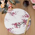 thumbnail image 3 of Spring Floral Round 13 Inch Placemats Set of 2, Red Cherry Flowers Branches Oil Painting Art HeatResistant Non Slip Place Mats for Dining Table, Wipeable Braided Kitchen Table Mats for Housewarming, 3 of 9