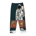 thumbnail image 4 of Disketp Astronaut Traveler With Suitcase Print Women'S Comfy Pajama Pants Casual Drawstring Palazzo Lounge Wide Leg Pants, 4 of 9