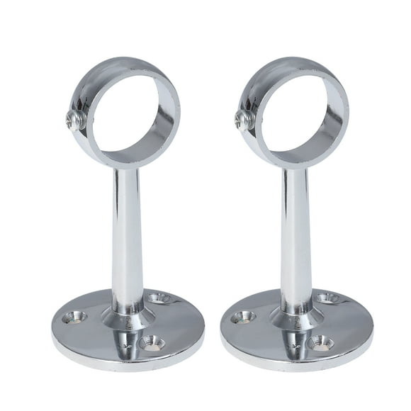 AURARMLET 2Pcs Plated Silver Metal Hanging Rod Holder for Closet Wardrobe Rail Support and Clothes Hanging