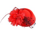 thumbnail image 1 of Rojo - Sombrero de boda vintage Años 0 1950 Vestido floral Sombrero Fiesta del té Velo de cóctel, 1 of 5
