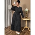 thumbnail image 4 of AURA Plus Size Women’s Dress Polka Dot Chiffon Long Sleeve Office Wear 0XL–4XL, 4 of 7
