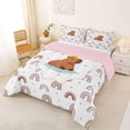 thumbnail image 2 of Erosebridal Animal Capybara Duck Full Size Comforter Sets 3 Pieces For Child Boys Girls,Kids Cartoon Rainbow Bedding Sets,Pink Reversible, 2 of 7