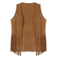 thumbnail image 6 of Oyolan Womens Cowgirl Costume Sleeveless Fringe Waistcoat Cowboy Sheriff Tassel Vest Role Play Fancy Brown XL, 6 of 7