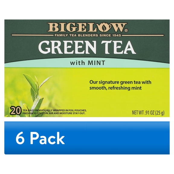 (6 pack) Bigelow Green Tea with Mint, Tea Bags, 20 Count