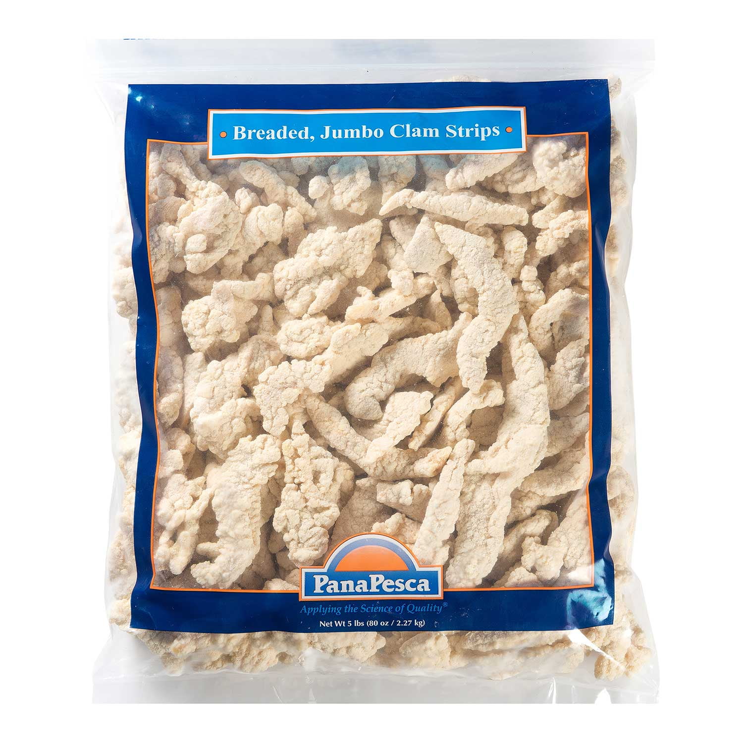 Pana Pesca Breaded Jumbo Clam Strip, 5 Pound - 2 per case.