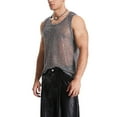 thumbnail image 2 of AHTJRT Men's Trendy Fashionable Sleeveless Mesh Tank Top Round Neck Sheer Design Bold Statement Going Out Clubwear Shirt Black L, 2 of 8