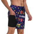 thumbnail image 3 of Haiem Happy Mardi Gras Mens Swim Trunks with Compression Liner 2 in 1 Swimming Shorts Stretch Swimwear Quick Dry,Board Shorts-3X-Large, 3 of 9