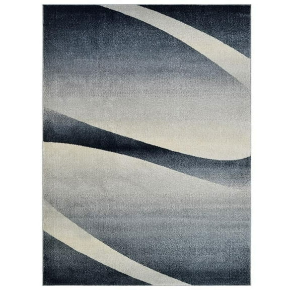 Allstar Living Room Area Rug with Tonal Curve design in Blue