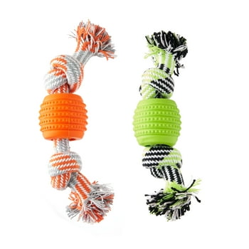 Vibrant Life Dental Buddy Double Dental Dog Rope Toy, Single Knot Cotton Rope Toy, Small, Chew Level 1 for Light Chewing, Assorted Colors
