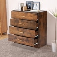 thumbnail image 2 of 4-Drawer Dresser Cabinet, Modern Wooden Cabinet of Drawers, Storage Chest for Kids Room, Storage Cabinet for Bedroom, Simple Home Furniture for Storing Clothes, Cosmetics, Rustic Brown, D9195, 2 of 10