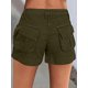 thumbnail image 2 of Pantalones cortos cargo Boyfriend con cintura baja y bolsillos con solapa para mujerVerdeLarge, 2 of 5
