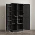 thumbnail image 3 of HOMCOM 70" Tall Kitchen Pantry Storage Cabinet with Door Shelves, Black, 3 of 10