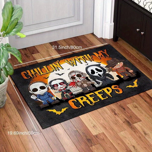 1pc Estera De Bienvenida Resistente A La Suciedad, Temática De Halloween De Baja Pila De Terror Para Interiores Y Exteriores, Estera De Entrada Absorbente, Adecuada Para Sala De Estar, Dormitorio, Bañ