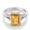 thumbnail image 2 of Gem Stone King 925 Sterling Silver Yellow Citrine Solitaire Engagement Ring for Women (2.33 Cttw, Emerald Cut 9X7MM, Gemstone November Birthstone, Size 6), 2 of 4