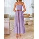 thumbnail image 4 of Vestido largo ZESICA Summer 2025 sin tirantes con hombros descubiertos morado, 4 of 9
