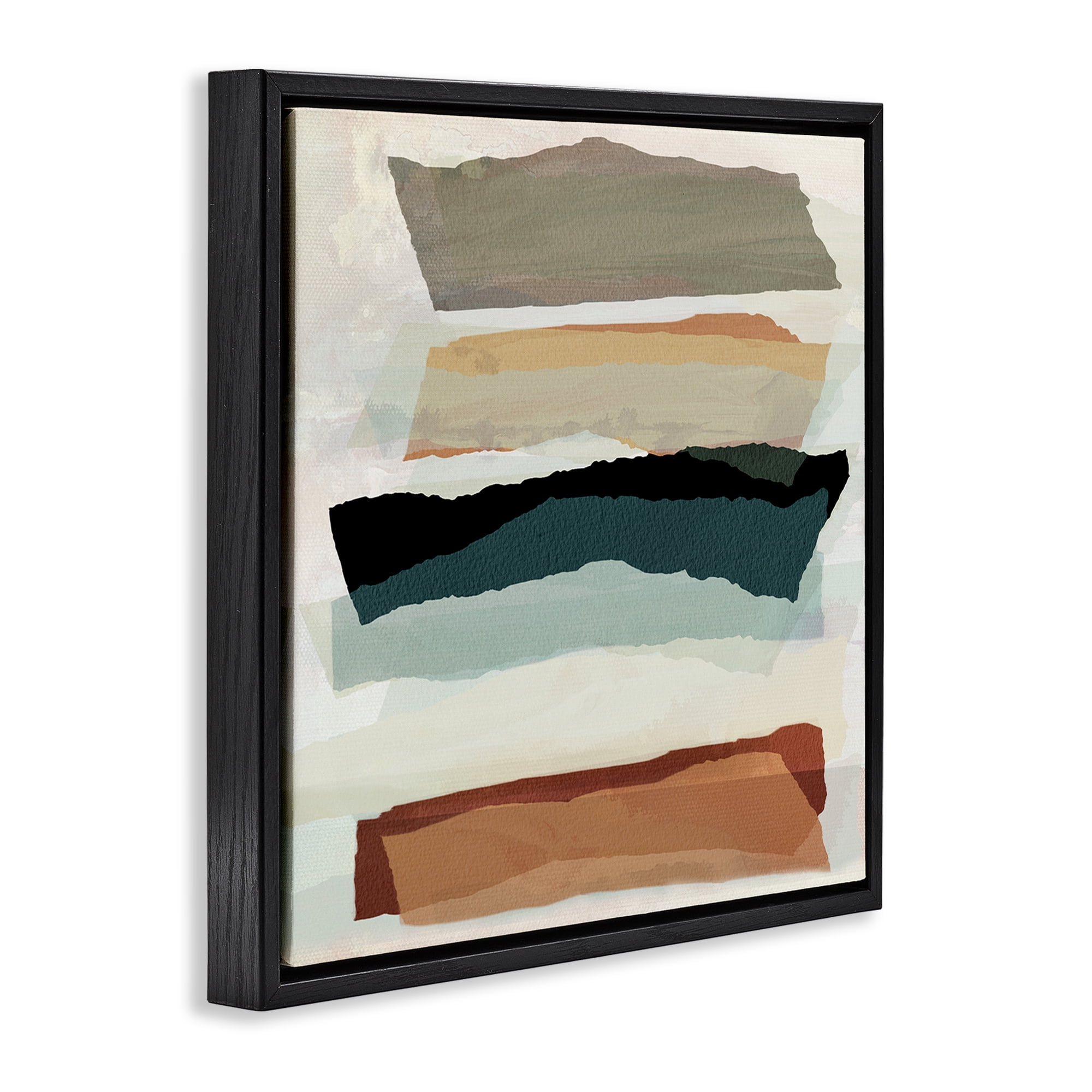 Stupell Industries Southwestern Layered Shapes Abstract Painting Black Floater Framed Canvas Art Print Wall Art, 25 x 25