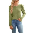 thumbnail image 1 of Yuyuzo 2025 Tunic Tops for Women Rufffle Long Sleeve Round Neck Solid Color Shirts Fall Solid Color Tops, 1 of 6