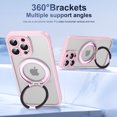 thumbnail image 5 of Dteck Magnetic Case for iPhone 16 Pro,Shockproof Matte PC+TPU Case Compatible with MagSafe – 360° Rotatable Kickstand Back Cover Built-in with Smart Buttons for iPhone 16 Pro,Pink, 5 of 9