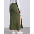 thumbnail image 3 of DARING DIVA Women's High Waisted Long Skirt Slit Bodycon Knit Pencil Skirt 3XL Army Green, 3 of 6