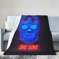 thumbnail image 1 of DouZhe Ultra-Soft Micro Fleece Lightweight Flannel Bed Blanket, Dazzling Neon Lights Skull Print Cozy Warm Throw Blankets, 40"x30", 1 of 7