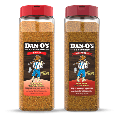 Dan-O's Seasoning Spicy & Chipotle - All-Purpose Seasoning - Great for cooking and grilling anything - Large 2 Bottle Combo (20 oz)