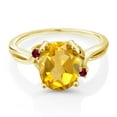 thumbnail image 2 of Gem Stone King 18K Yellow Gold Plated Silver Yellow Citrine and Red Created Ruby 3 Stone Ring for Women (2.43 Cttw, Oval 10X8MM, Gemstone November Birthstone, Size 6), 2 of 4