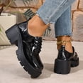 thumbnail image 2 of Willtoo Womens British‑Inspired Lace‑Up Walking Shoes Round‑Toe Chunky Lug‑Sole Low‑Top Block‑Heel Fashion Footwear for Daily Wear, 2 of 6