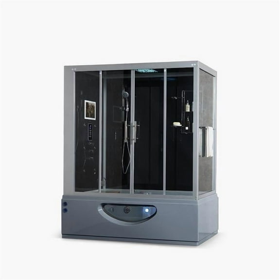 Maya Bath 111 71 x 38 x 88 in. Catania Left Steam Shower, Gray