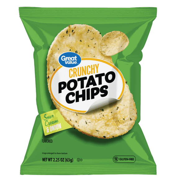 Great Value Sour Cream & Onion Flavored Potato Chips, 1.75oz, P65