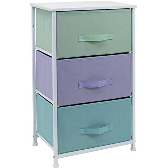 Sorbus Nightstand with 3 Drawers (Pastel/ White)