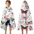 thumbnail image 3 of White Butterfly Pattern Hooded Bath Towel，50"x30" for Ages 3 To 12 Kids, Quick Dry Lightweight Soft Microfiber Hood Beach Towel Cover Up for Kids, 3 of 7
