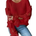 thumbnail image 3 of Women'S Oversized Sweaters Fall Cute Crewneck Long Sleeve Knit Pullover Sweater Jumper Tops Red S, 3 of 7