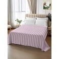 thumbnail image 2 of Twin Flat Sheet 66"x96", Purple Striped Soft Lightweight Bedding Flat Sheets Only, Modern Simple Farmhouse Beige Vintage Brushed Microfiber Top Bed Sheet, Breathable StainResistant Bedsheets, 2 of 9