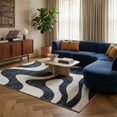 thumbnail image 3 of Rug Branch Eclipse Abstract Zebra Print Indoor Area Rug, Black White, Minimalist - Living Room, Bedroom, Dining Room, and Office, 3 of 7