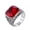Silver Red, variant on Stainless Steel Square Gemstone Ring for Men Tattoo Style Etched Band Textured Art Inspired Jewelry Silver Yellow Size 7