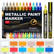 Matellic 12 Colors Nail Art Markers, Metal Highlighter Waterproof,Car Modeling Drawing Painting Liner DIY