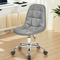 thumbnail image 4 of VECELO Home Office Chair Wide Seat with Solid Back, Ergonomic PU Leather Desk Chair Vanity Chair with Wheels, Modern Computer Chair for Home Office, Grey, 4 of 10