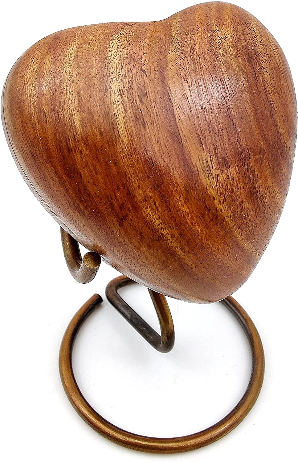 5MOONSUN5 Wooden Heart Urn Keepsake Cremation Urn for Human pet Ashes Handcrafted Urn Heart Shaped - Perfect for Adults & Infants with Brass Stand 3inch (Wooden Urn)