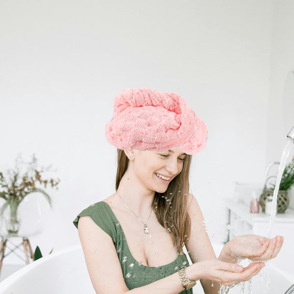 NICERIO Fleece Hair Towel Wrap, Super Absorbent Drying Cap for Shower and Bath Use