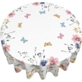 thumbnail image 2 of Spring Floral Round Tablecloth 70 Inch Wild Flower Butterfly Table Cloth Summer Seasonal Holiday Table Covers Polyester Indoor Outdoor Farmhouse Tablecloths for Kitchen Dining Party Picnic, 2 of 6