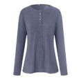 thumbnail image 7 of Towmus Women's V Neck Sweaters Solid Color Long Sleeve Pullover Tops Button Knit Sweater Fashion Daily Tops, 7 of 7